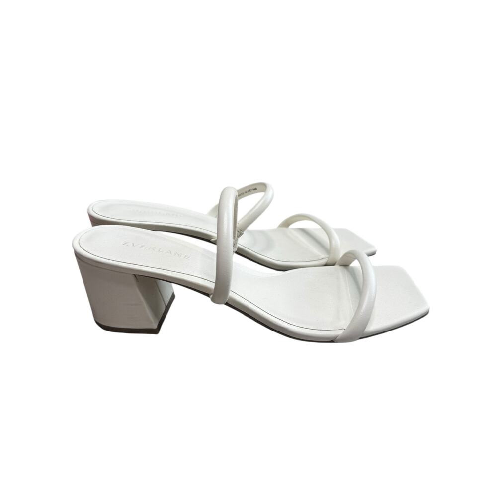 Everlane The Double Strap Heel Women 8 White Leather Block Heel Minimalist